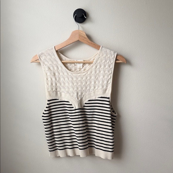 Anthropologie Tops - Anthropologie Cream & Black Striped Knit Tank